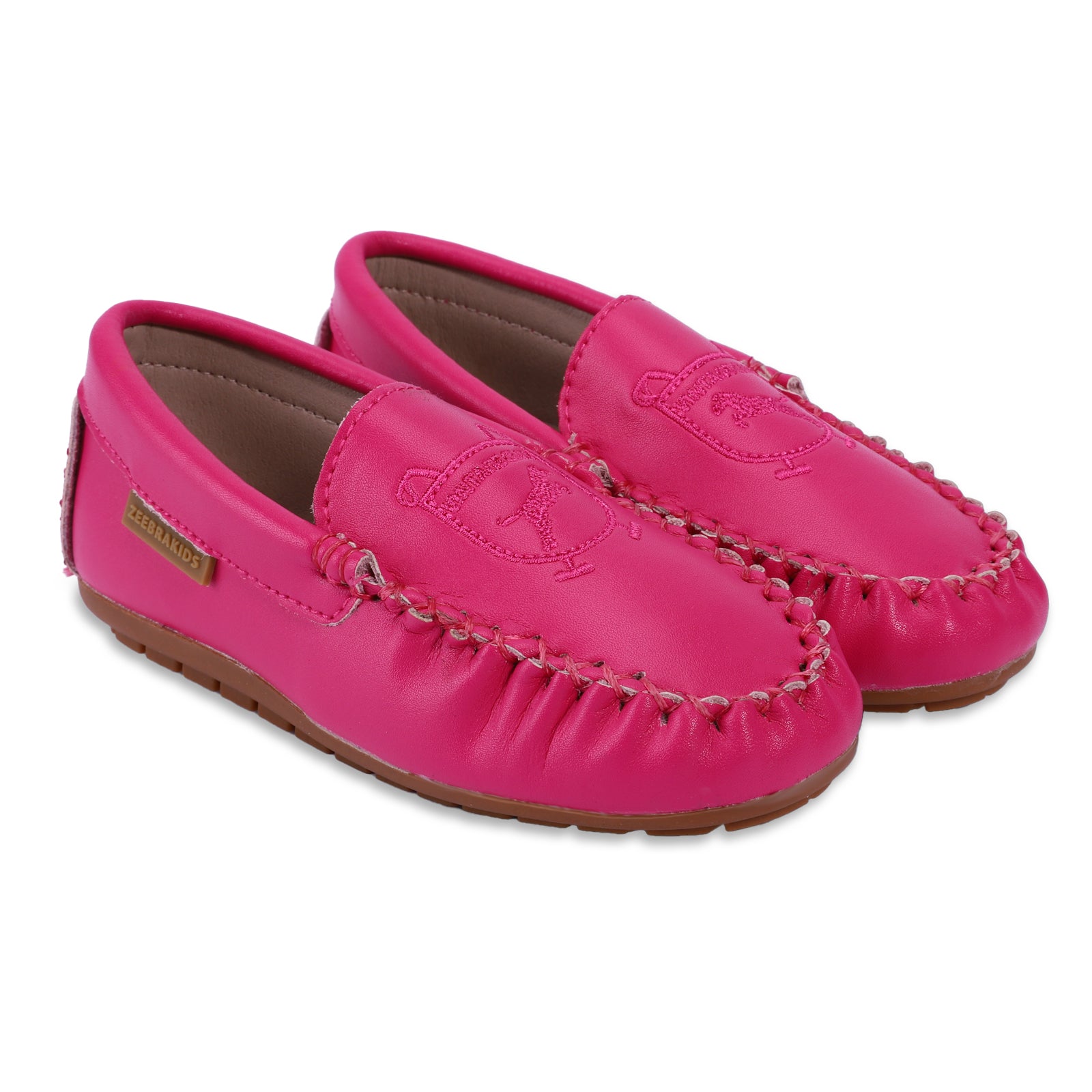 pink dress with red shoes Embroidered Moccasin