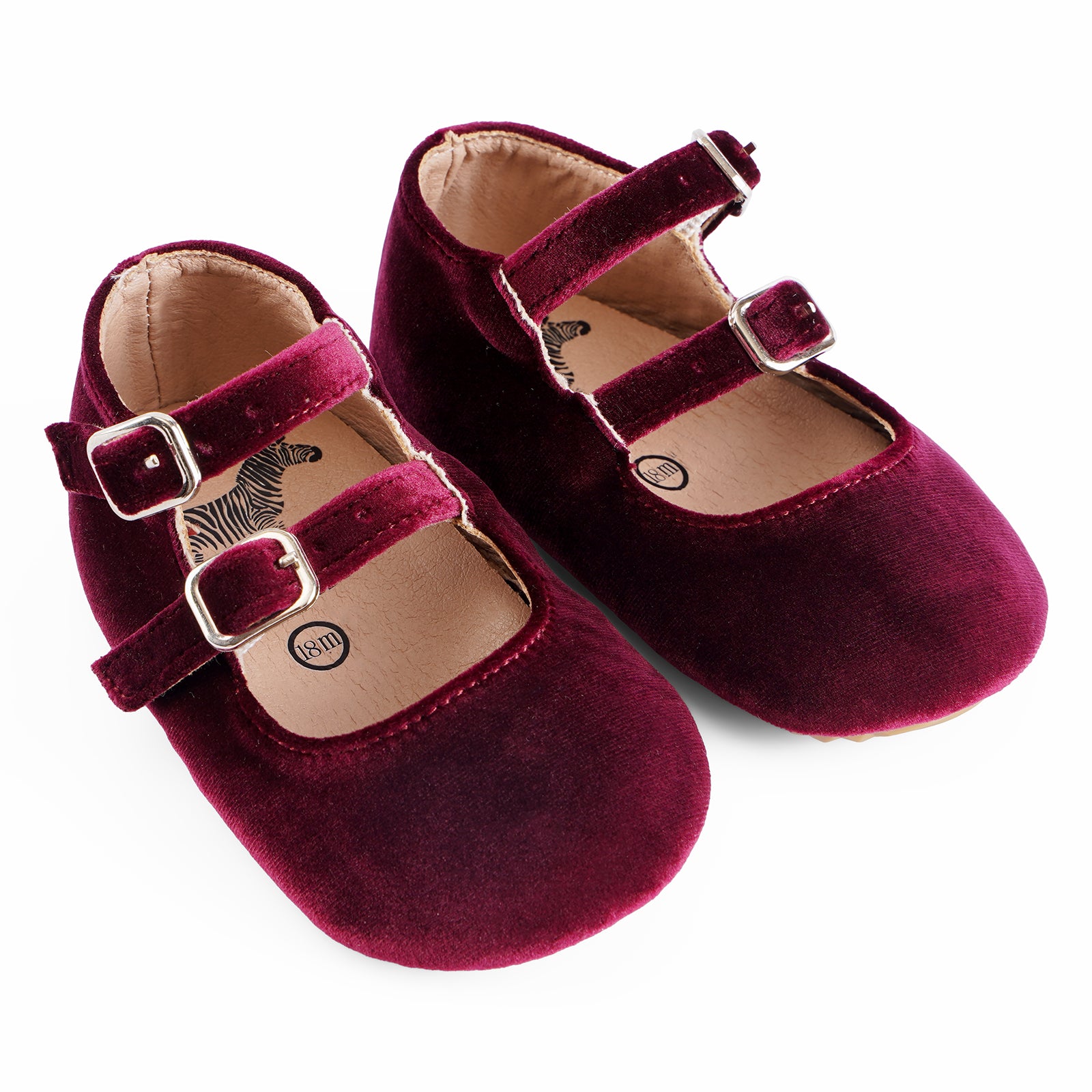 Velvet Double Buckle Mary Jane - Soft and Rubber Sole