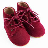 Wool Lace Up High Top First Walker - Soft and Rubber Sole