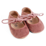 Classic Velvet Bow Mary Jane - Soft and Rubber Sole