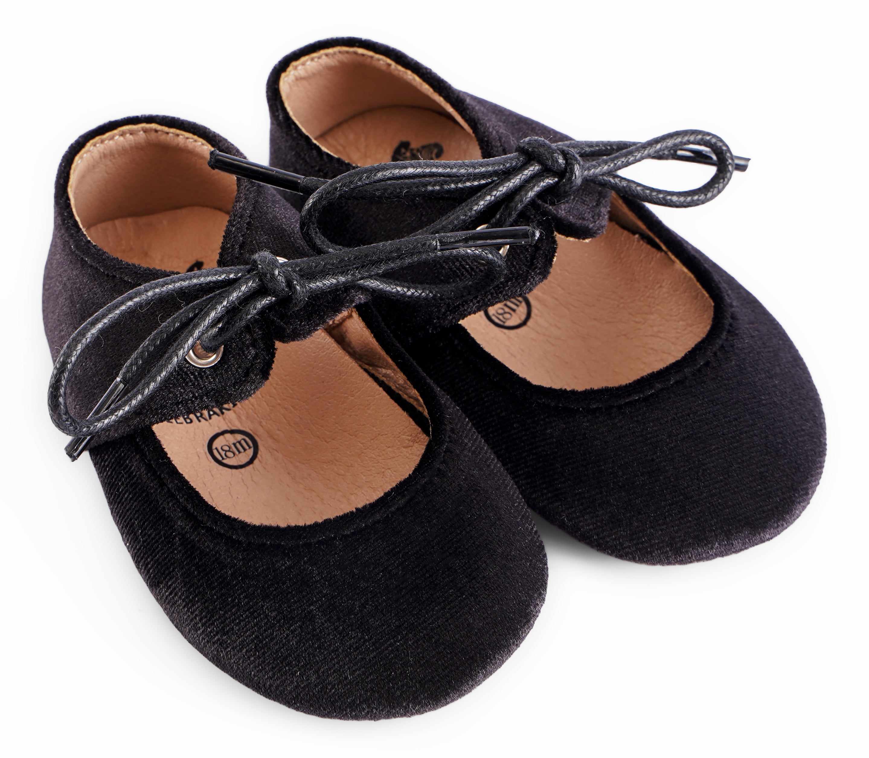 Classic Velvet Bow Mary Jane - Soft and Rubber Sole