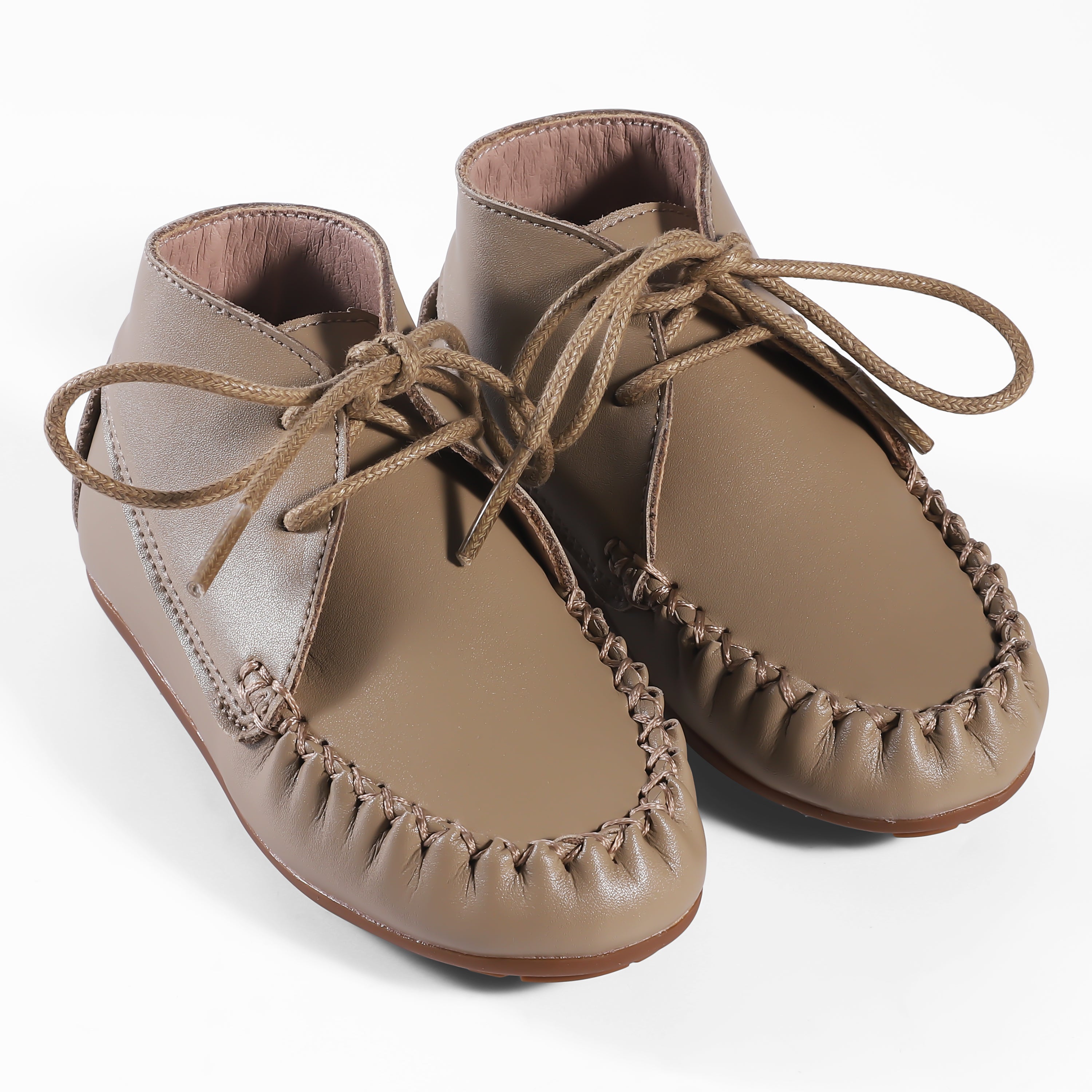 Moccasin Lace Up First Walker - Hard Sole
