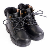 Fur Leather Boots - Hard Sole