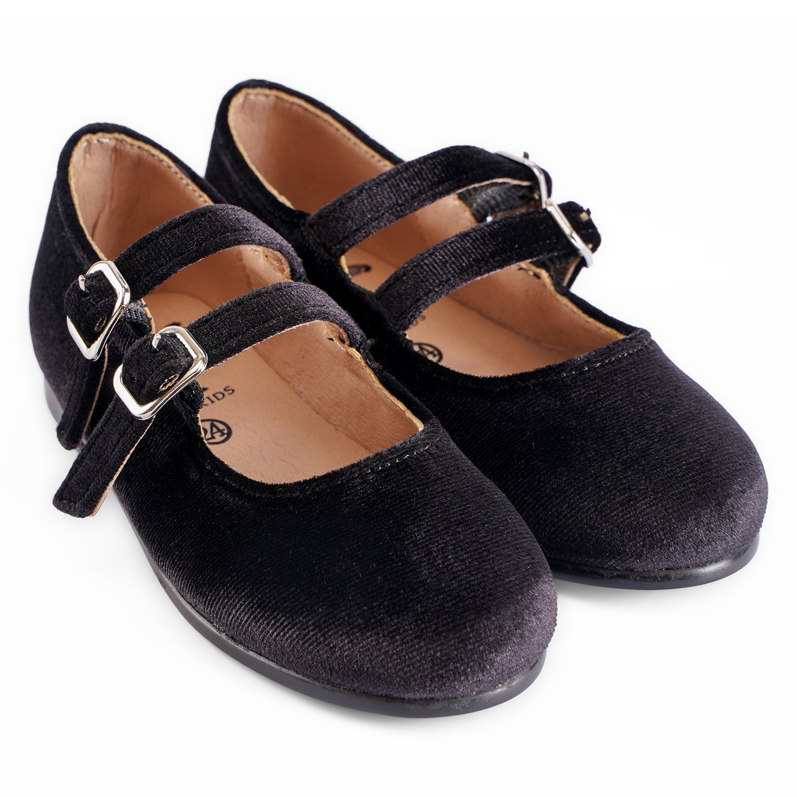 Velvet Double Buckle Mary Jane - Hard Sole