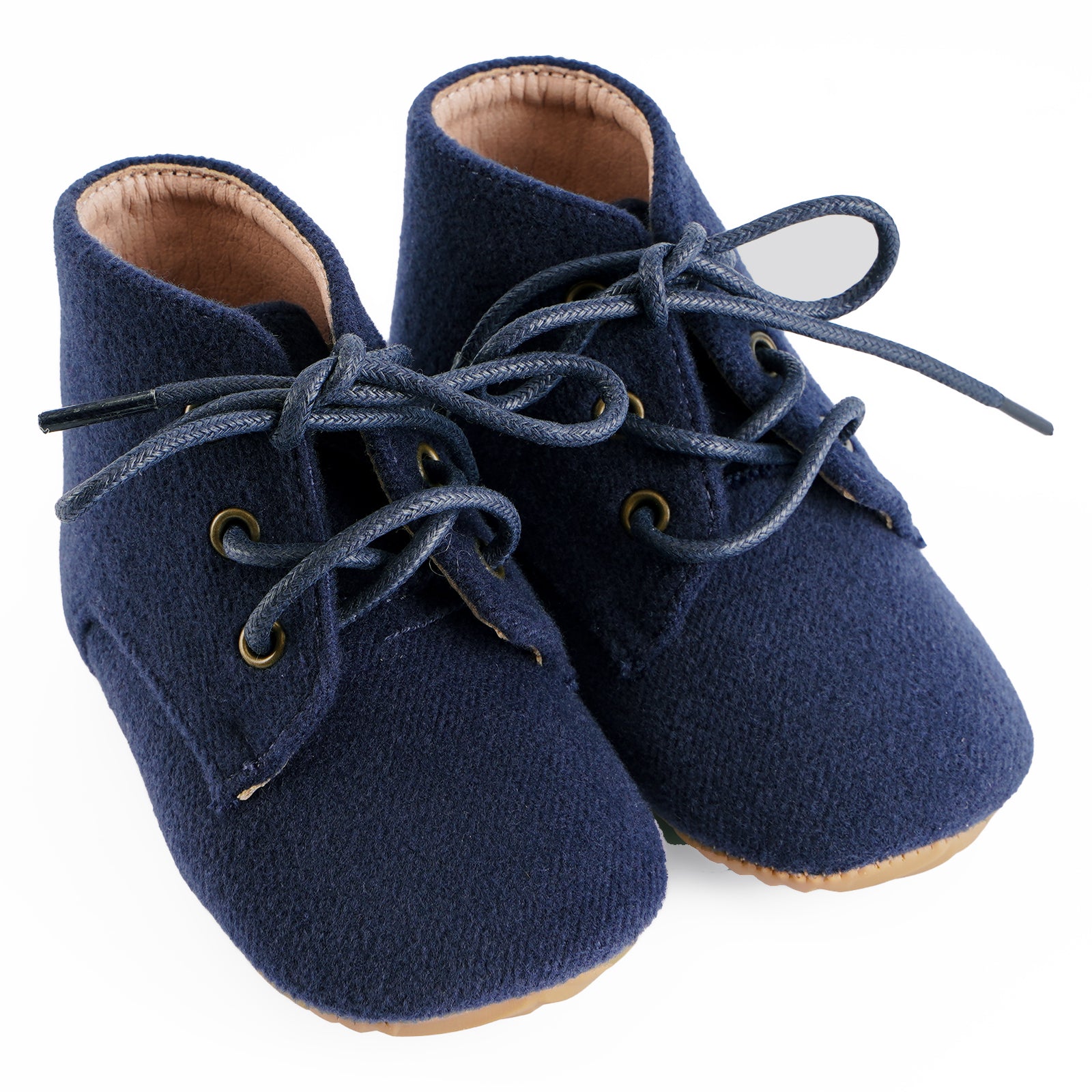 Wool Lace Up High Top First Walker - Soft and Rubber Sole