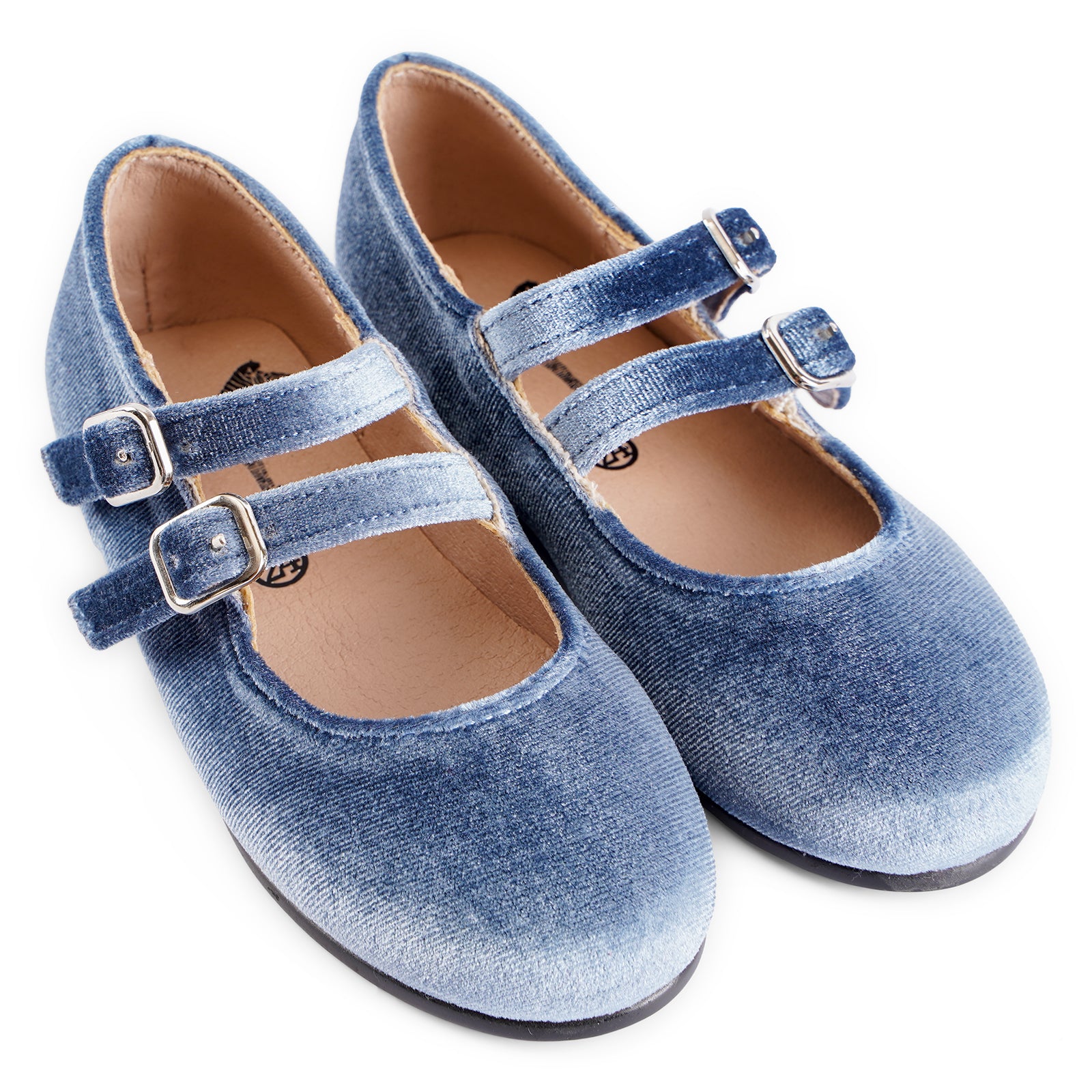 Velvet Double Buckle Mary Jane - Hard Sole