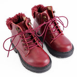 Fur Leather Boots - Hard Sole