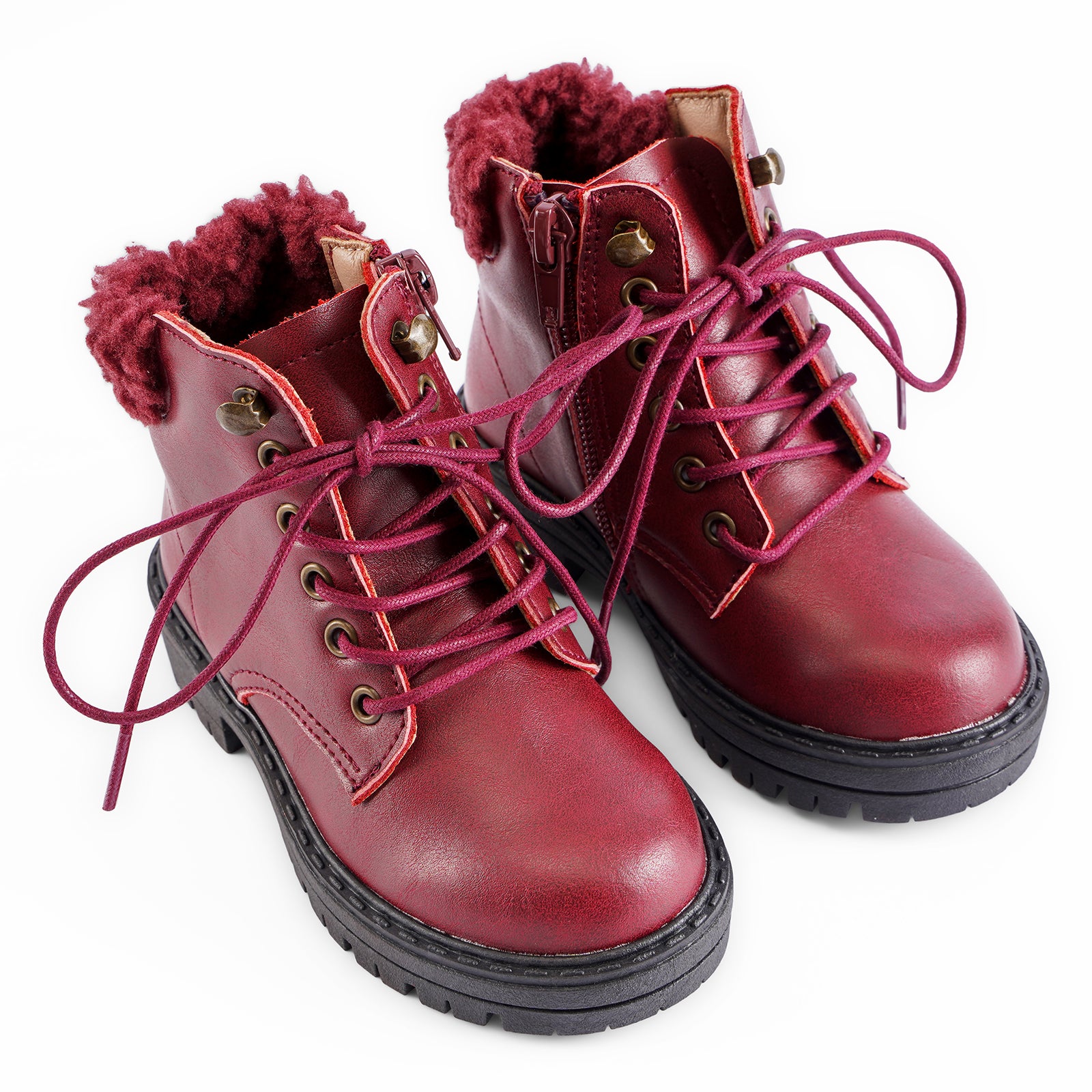 Fur Leather Boots - Hard Sole