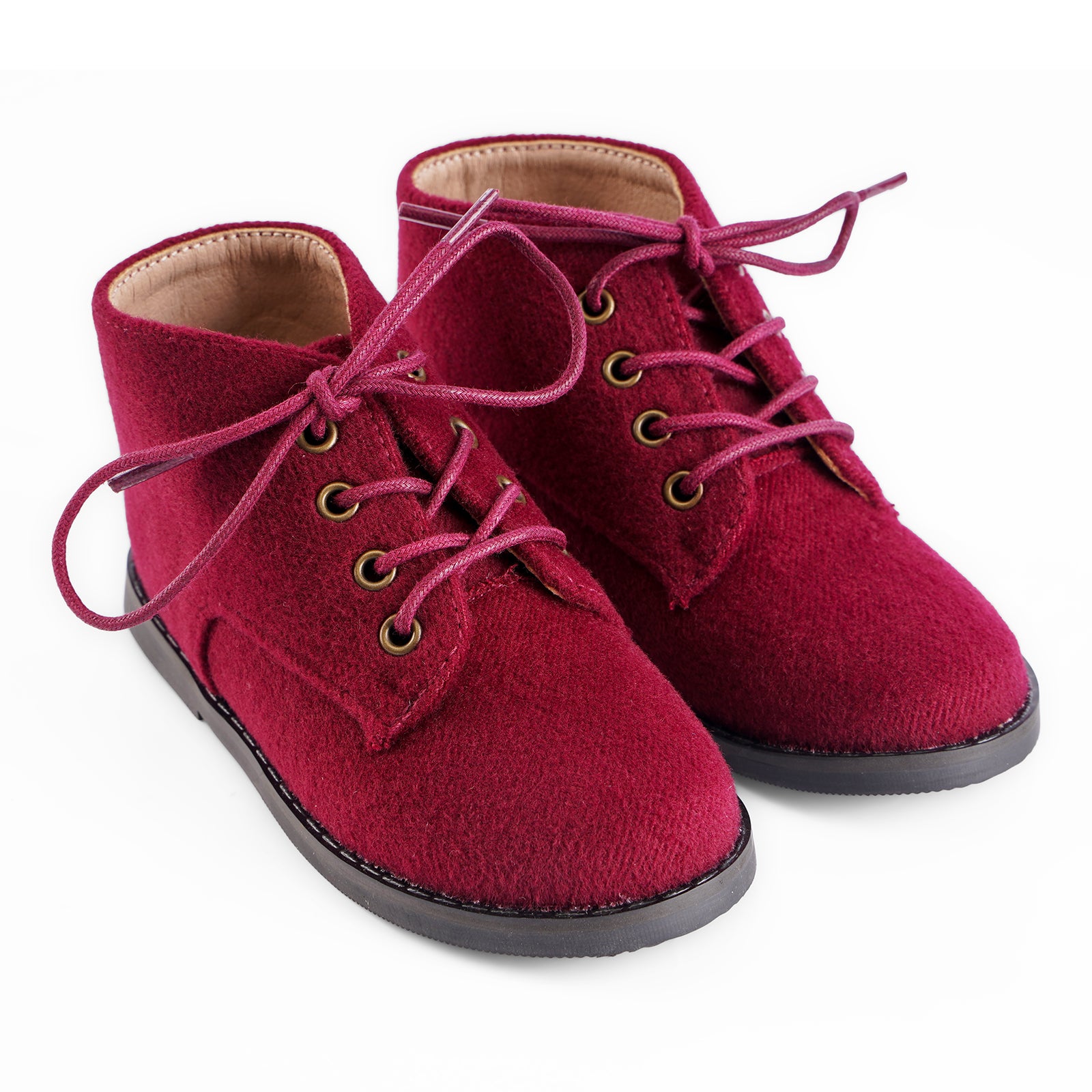 Wool Lace Up High Top First Walker - Hard Sole