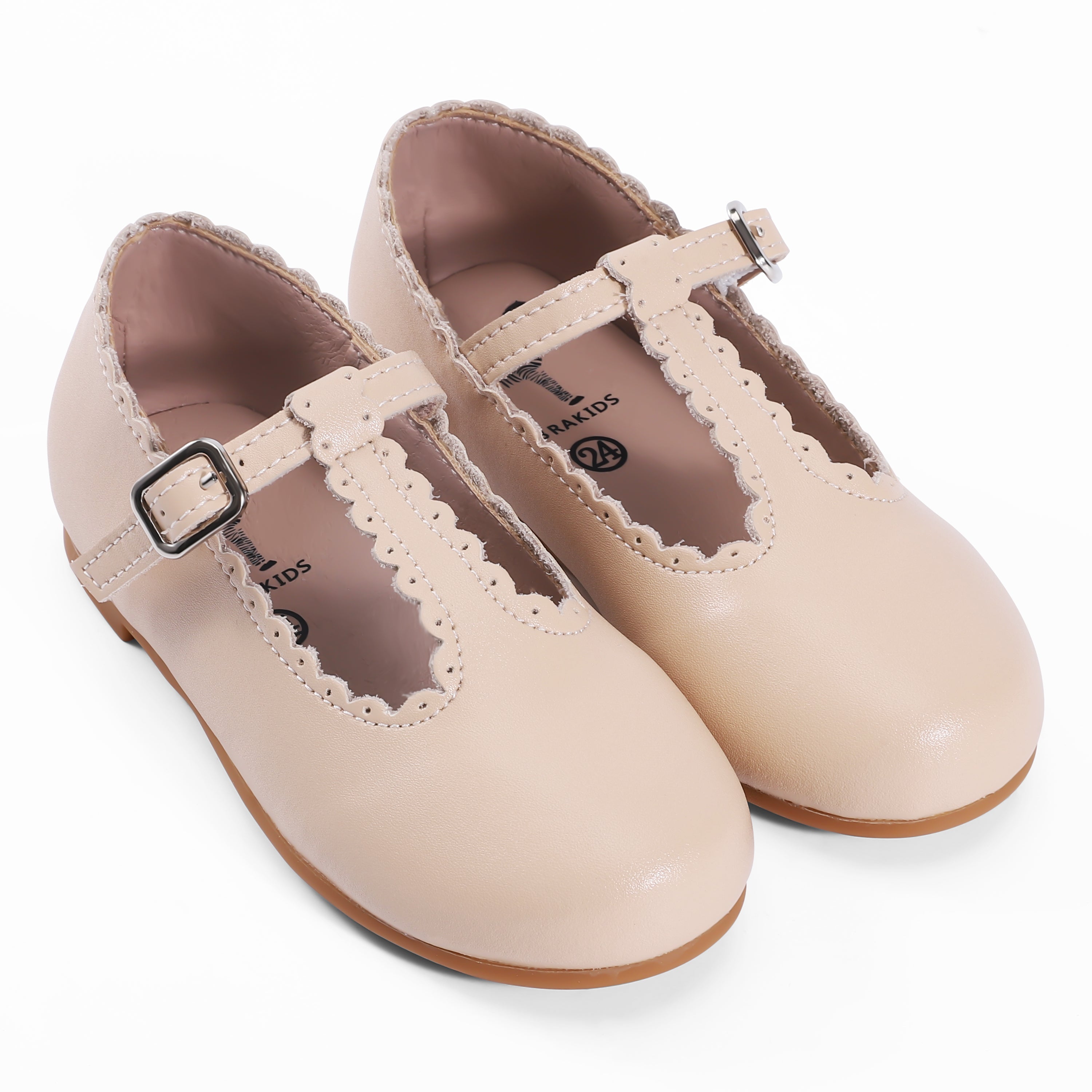Mini Scalloped T-Strap - Hard Sole