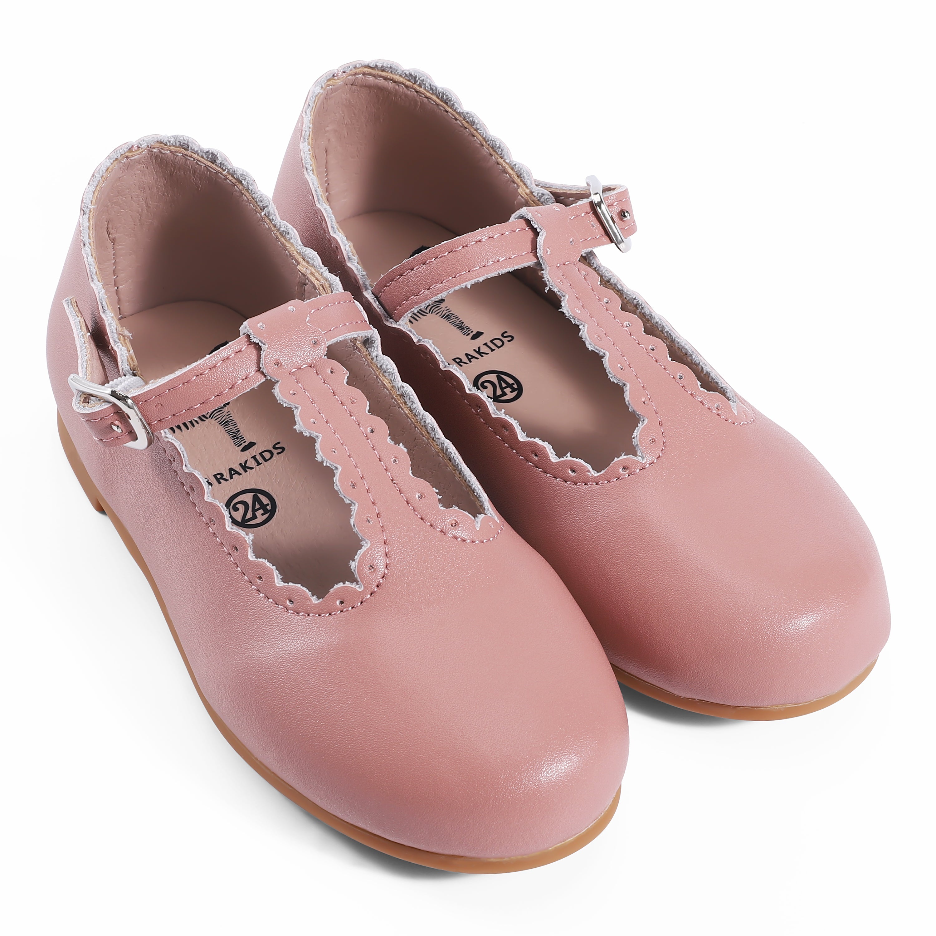 Mini Scalloped T-Strap - Hard Sole
