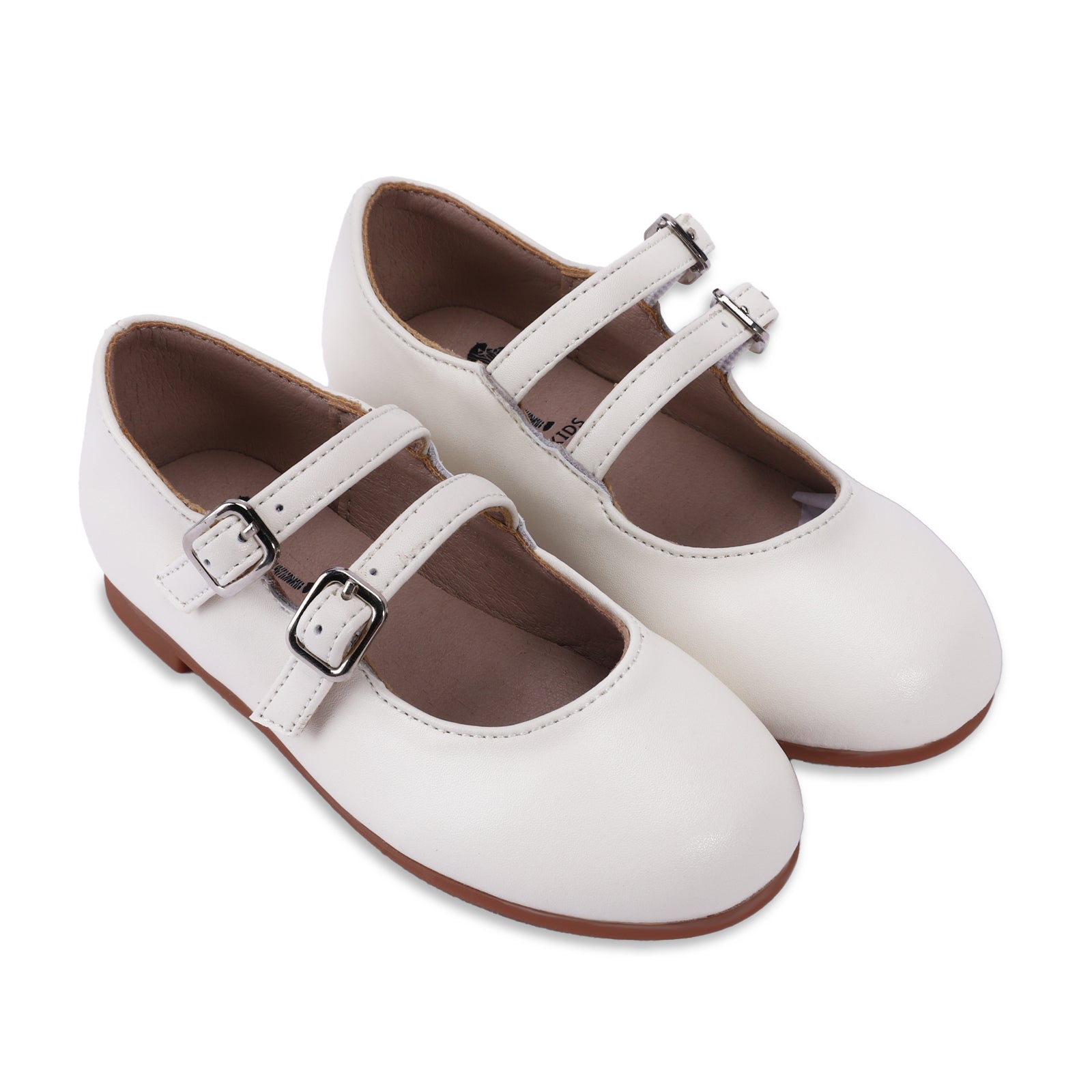 girls white dress shoes Double Buckle Mary Jane
