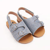 Textured Buckle Sandal - Hard Sole