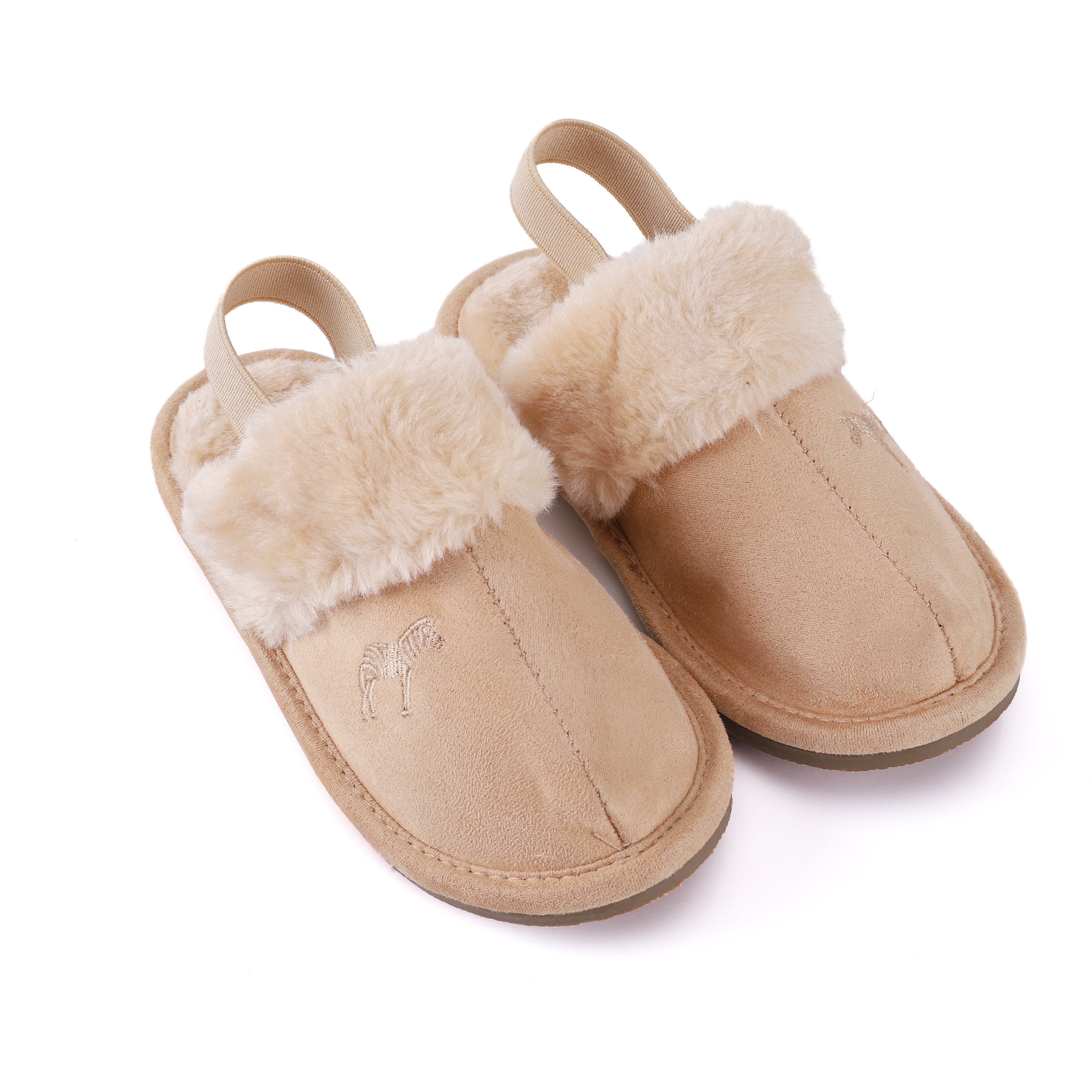 Plush Slippers - Hard Sole with Elastic - Zeebrakids