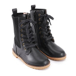 Ribbed Lace Up Boots - Hard Sole - Zeebrakids