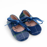 Wool Plaid Bow Mary Jane - Soft Sole - Zeebrakids