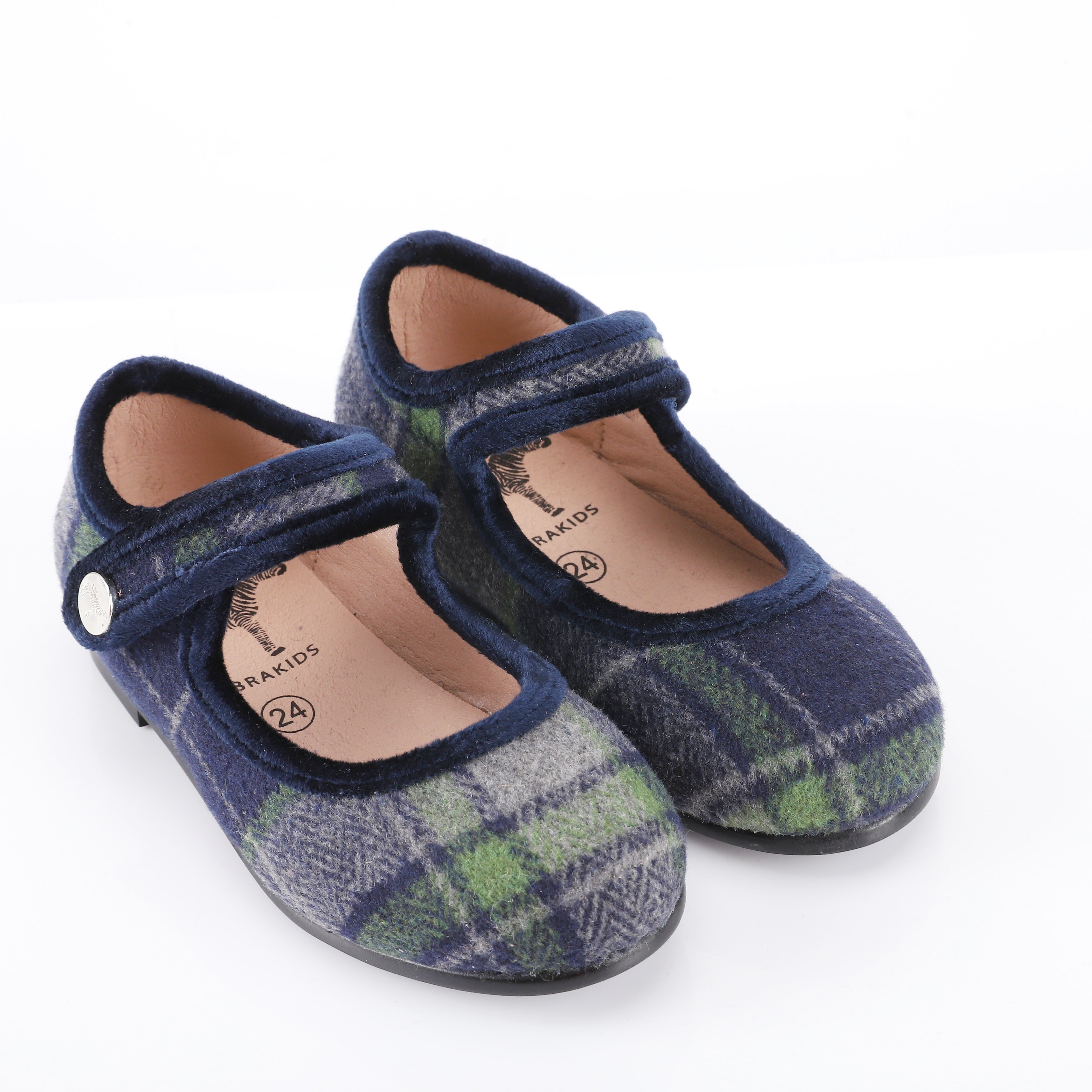 Wool Plaid Mary Jane - Hard Sole - Zeebrakids