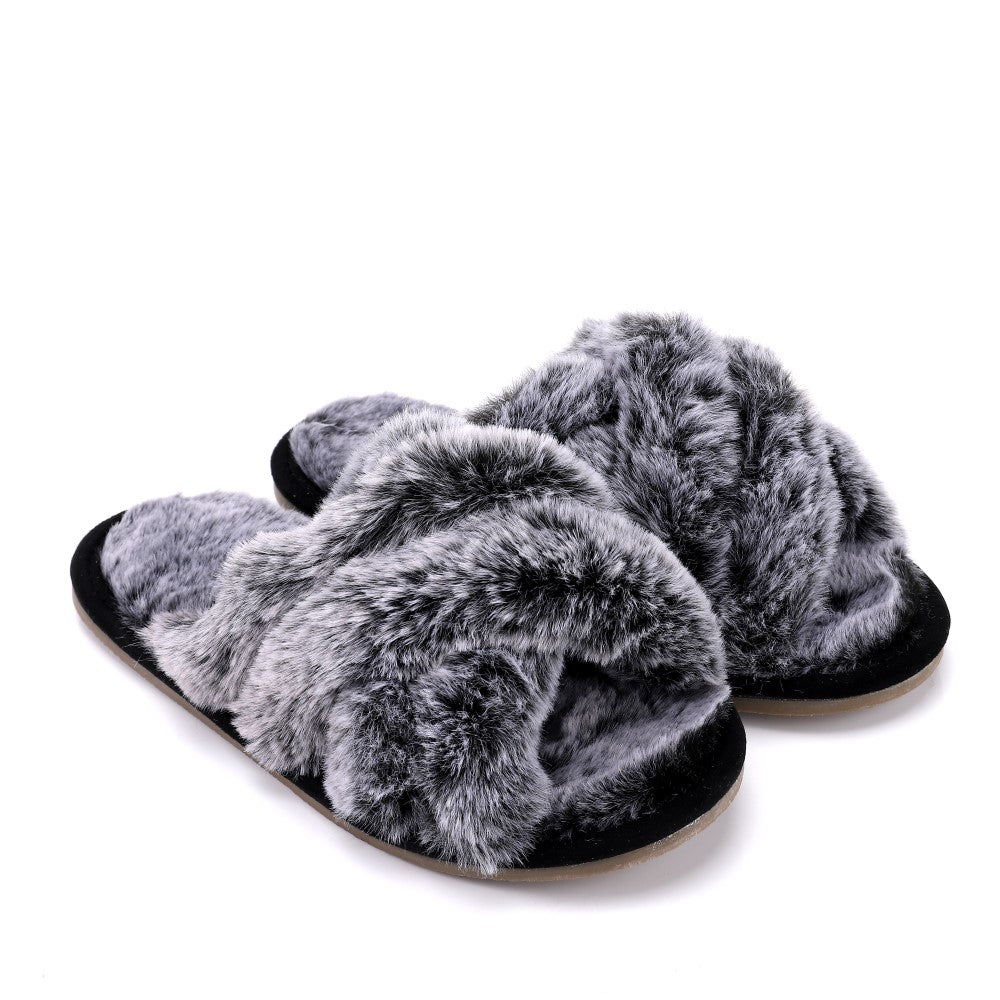 Plush Criss-Cross Slipper - Hard Sole